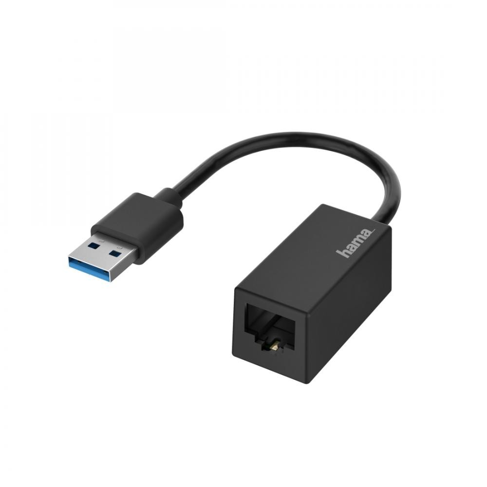 Hama Adattatore USB 3.0 M / 8p8c F (RJ 45), Fast Ethernet LAN 10/100/1000, Gigabit, nero cod. 00200325