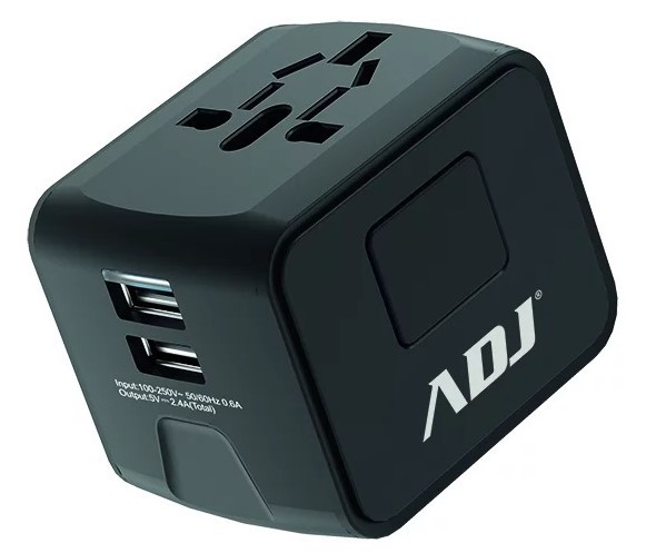 Adj ADATTATORE UNIVERSALE TRAVEL BK US/EU/AUS/UK PLUGS 2*USB PORTS - 110-00114