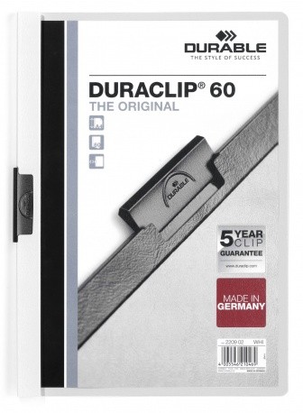 Durable Duraclip 60 cartellina con fermafoglio PVC Trasparente, Bianco cod. 220902