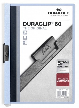Durable Duraclip 60 cartellina con fermafoglio PVC Azzurro, Trasparente cod. 220906