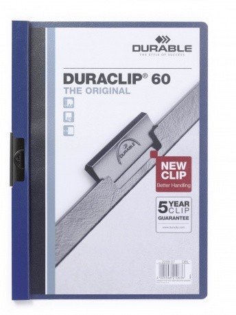 Durable Duraclip 60 cartellina con fermafoglio PVC Blu, Trasparente cod. 220907