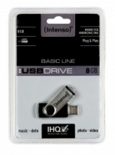 Intenso Basic Line unità flash USB 8 GB USB tipo A 2.0 Nero, Argento cod. 3503460