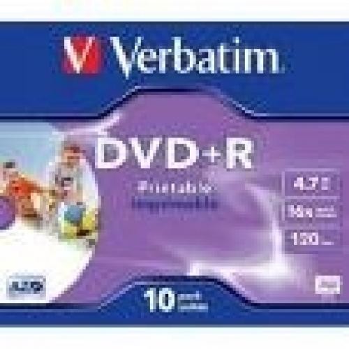 Verbatim DVD+R Wide Inkjet Printable ID Brand - 43508/10