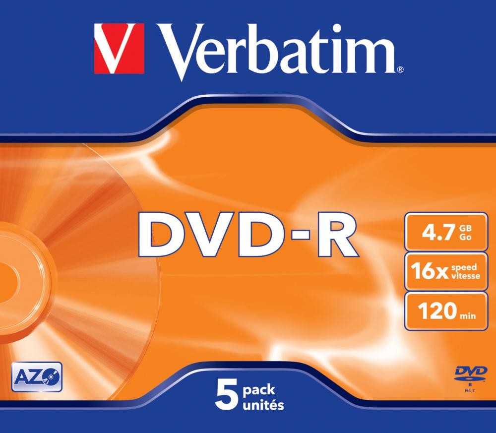 Verbatim DVD-R Matt Silver 4,7 GB 5 pz cod. 43519