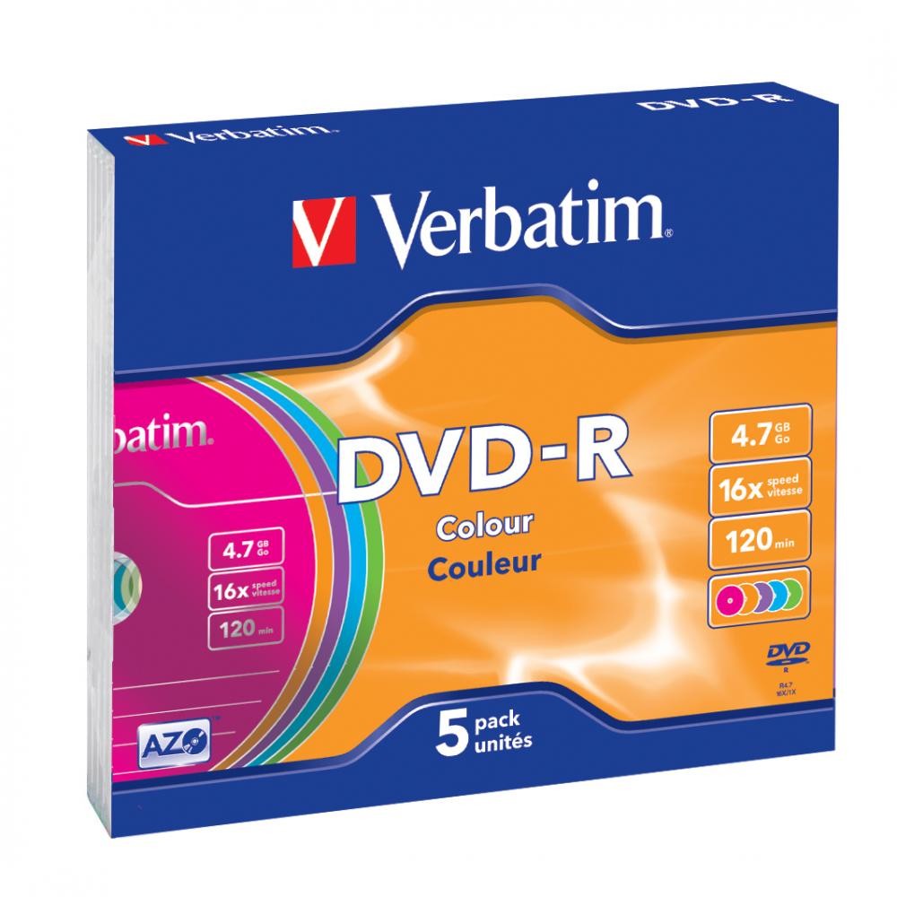 Verbatim DVD-R Colour 4,7 GB 5 pz cod. 43557