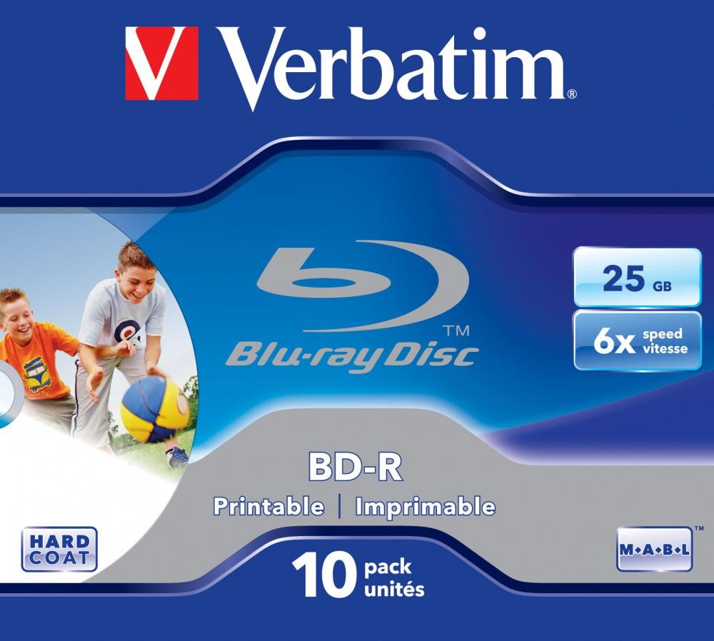 Verbatim BD-R SL 25GB 6x Printable 10 Pack Jewel Case 10 pz cod. 43713/10