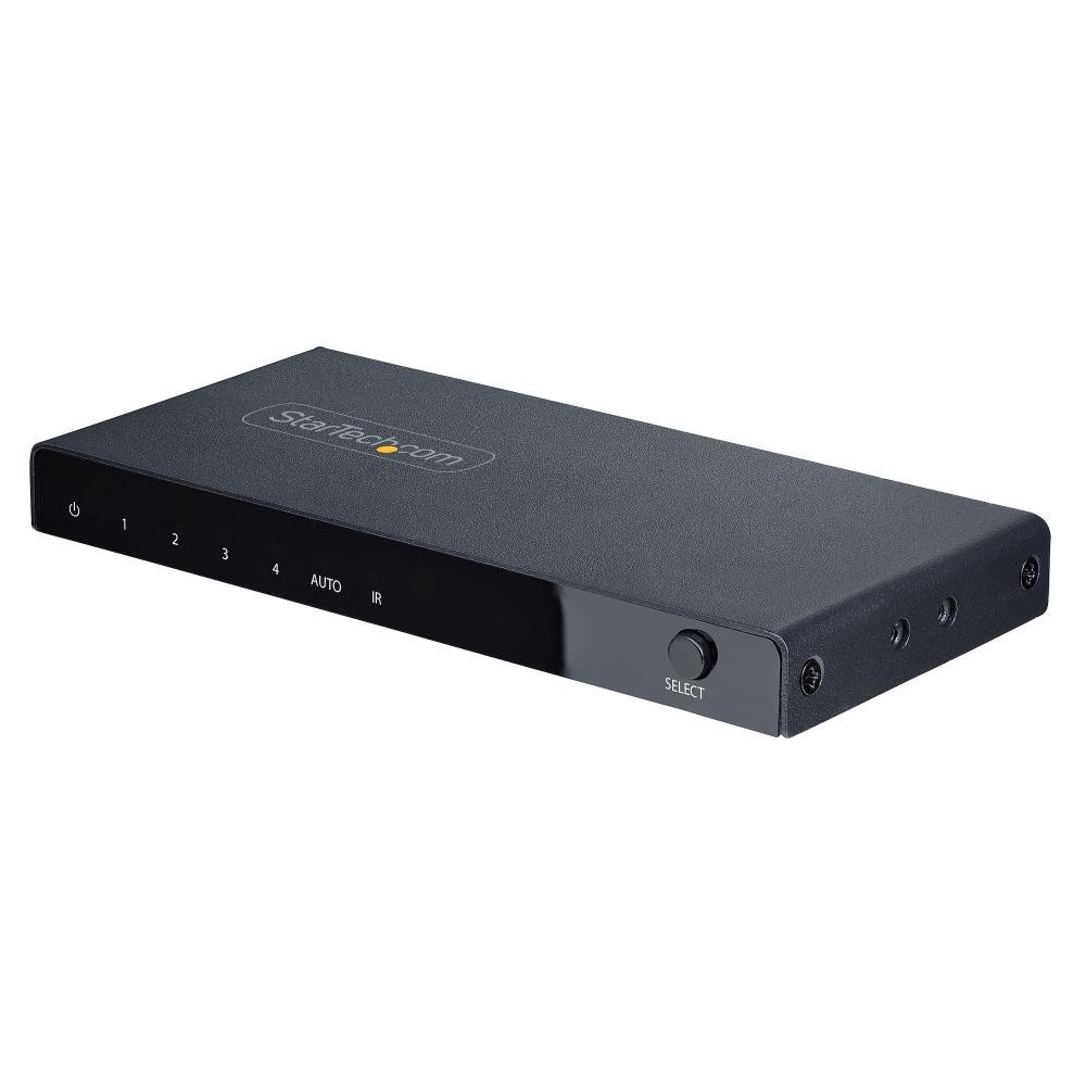 StarTech.com Switch HDMI 8K a 4 porte - Switcher HDMI 2.1 4K 120Hz HDR10+, 8K 60Hz UHD, Commutatore HDMI 4 In 1 - Commutazione automatica/manuale delle sorgenti - Switch con alimentatore e telecomando inclusi cod. 4PORT-8K-HDMI-SWITCH