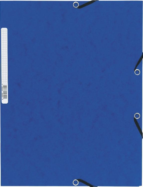Exacompta Cartellette 3 lembi con elastici in cartoncino lustré 355 g etichetta sul dorso A4 Blu - 55302E