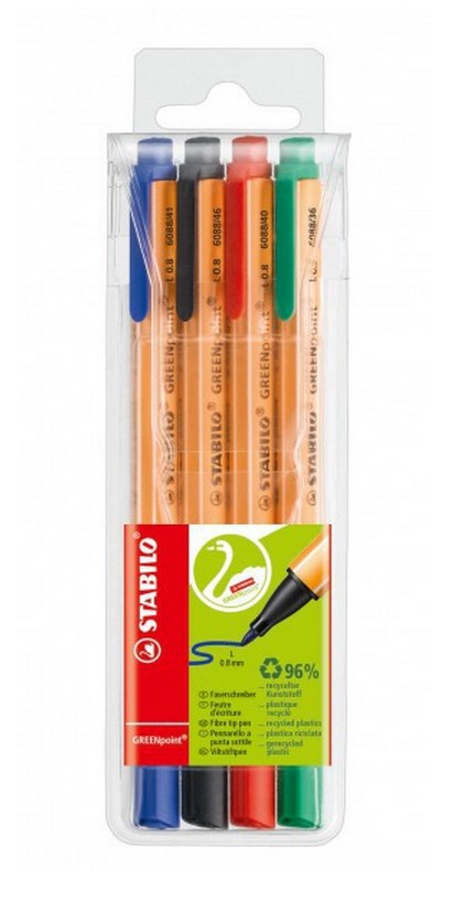 STABILO GREENpoint penna tecnica Nero, Blu, Rosso, Verde 4 pz cod. 6088/4