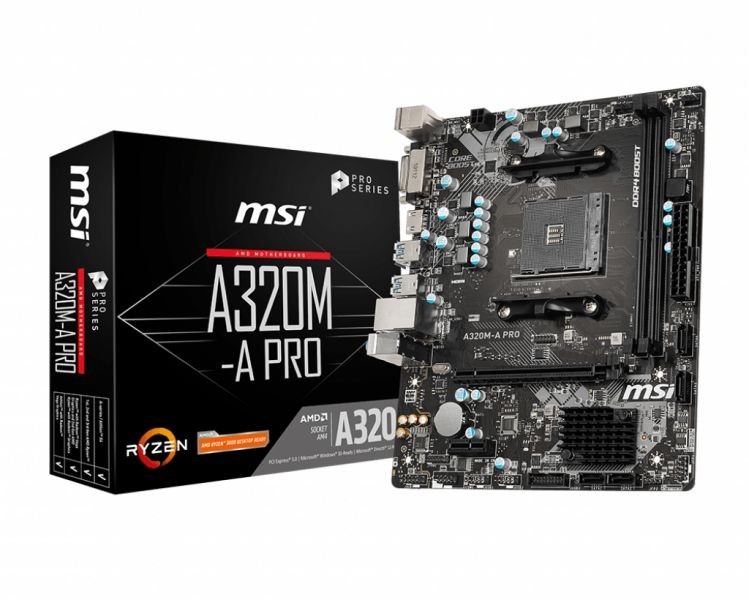 MSI Motherboard AMD AM4 A320M-A PRO D4 M-ATX - A320M-A PRO