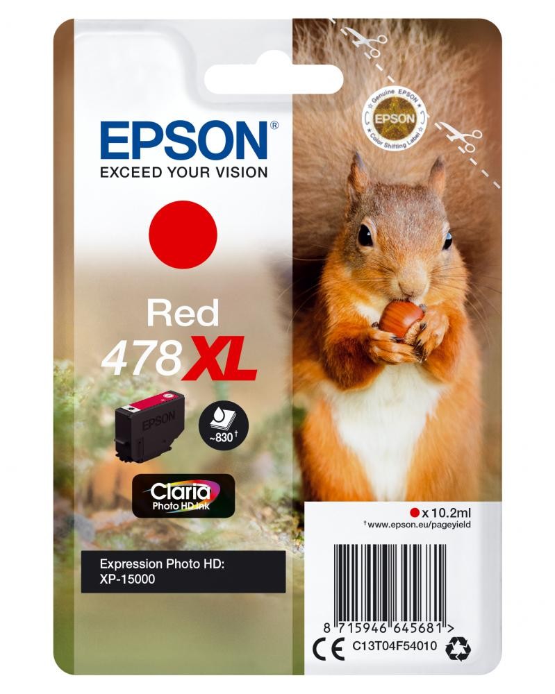 Epson Squirrel Singlepack Red 478XL Claria Photo HD Ink cod. C13T04F54010