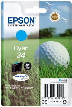 Epson Golf ball Singlepack Cyan 34 DURABrite Ultra Ink cod. C13T34624020