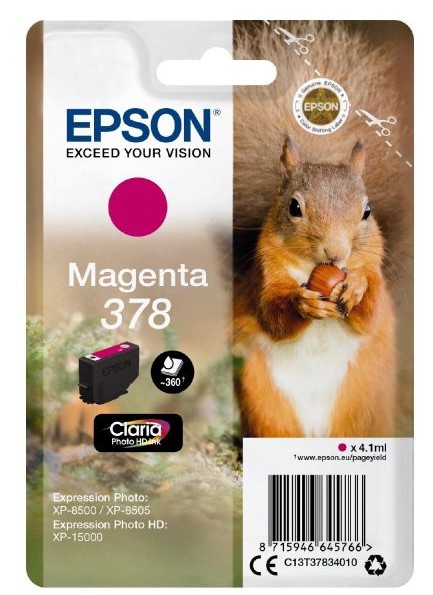 Epson Squirrel Singlepack Magenta 378 Claria Photo HD Ink cod. C13T37834010