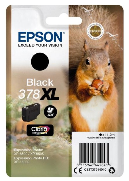 Epson Squirrel Singlepack Black 378XL Claria Photo HD Ink cod. C13T37914010