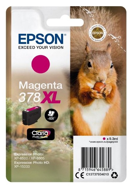 Epson Squirrel Singlepack Magenta 378XL Claria Photo HD Ink cod. C13T37934010