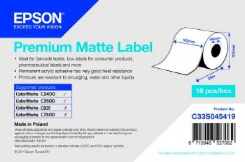 Epson Premium Matte Label - Continuous Roll: 105mm x 35m cod. C33S045727