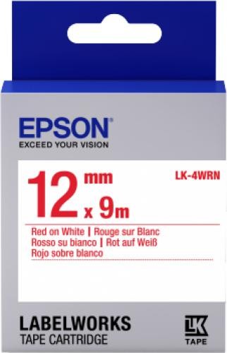 Epson Nastro fondo Standard Bianco per testo Rosso 12/9 LK-4WRN cod. C53S654011