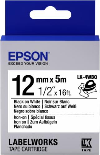 Epson Nastro fondo Bianco per testo Nero, Iron On 12/5 LK-4WBQ cod. C53S654024