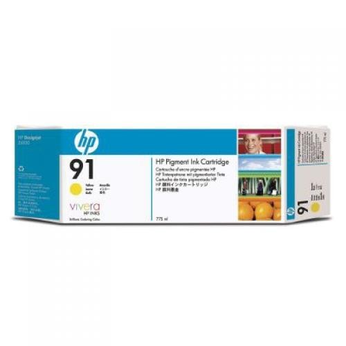 HP 91 3-pack 775-ml Yellow DesignJet Pigment Ink Cartridges cartuccia d'inchiostro 1 pz Originale Giallo cod. C9485A
