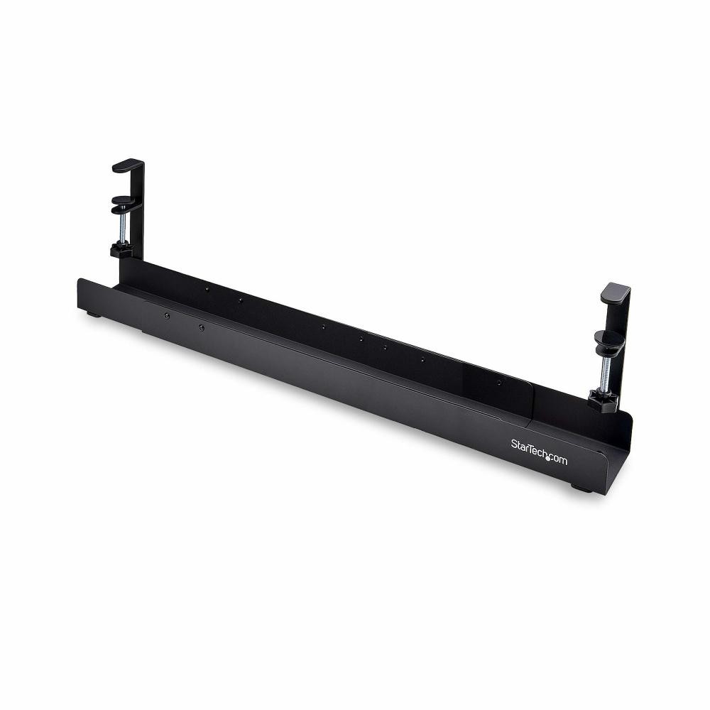 StarTech.com Portacavi da scrivania, organizzatore di cavi regolabile in lunghezza, installazione a morsetto, non richiede trapano, supporto per barra di alimentazione, nero cod. CALB-DESK-CABLE-TRAY