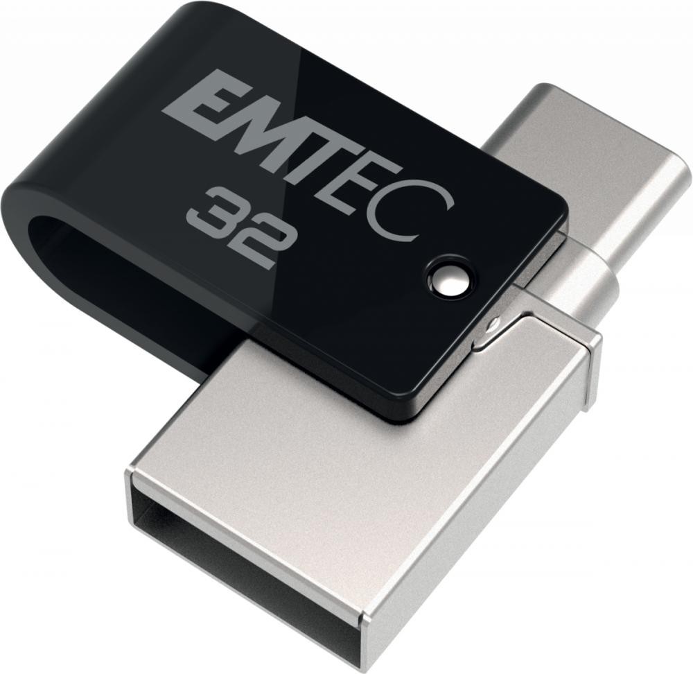 Emtec T260C unità flash USB 32 GB USB Type-A / USB Type-C 3.2 Gen 1 (3.1 Gen 1) Nero, Acciaio inossidabile cod. ECMMD32GT263C
