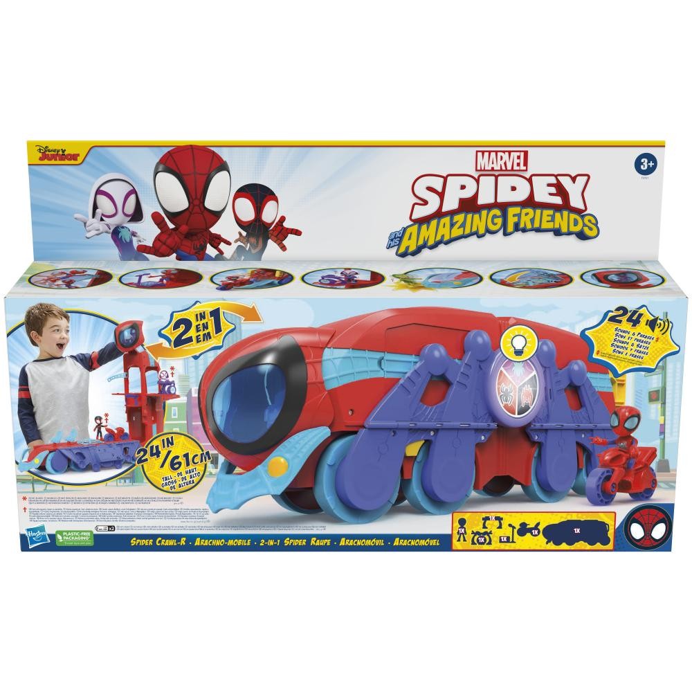 Marvel Spidey e I Suoi Fantastici Amici, Quartier Generale Mobile, playset 2-in-1 con luci e suoni, giocattolo prescolare, per bambini dai 3 anni in su cod. F37215L0