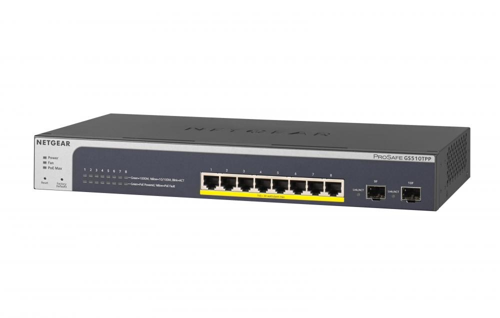 NETGEAR GS510TPP Gestito L2/L3/L4 Gigabit Ethernet (10/100/1000) Supporto Power over Ethernet (PoE) Nero cod. GS510TPP-100EUS