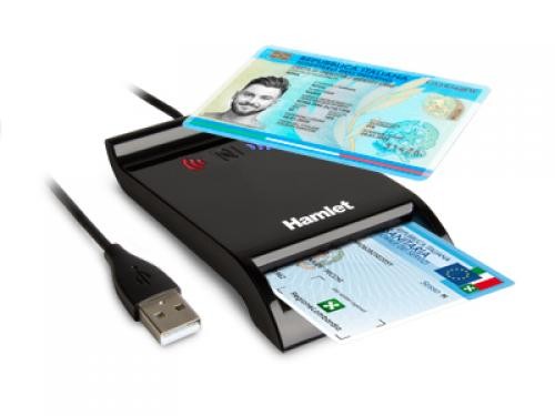 Hamlet HUSCR-NFC Lettore 2 in 1 combinato NFC per Carta identità Elettronica CIE 3.0 e Lettore Smart Card cod. HUSCR-NFC