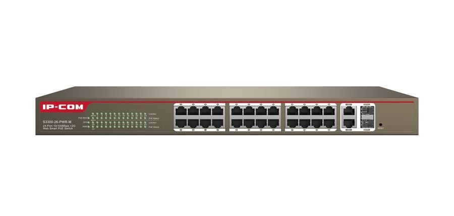 IP-COM Switch 24 porte 10/100 con 2 porte gigabit/SFP combo con supporto Web-Smart - ICIP-S3300-26