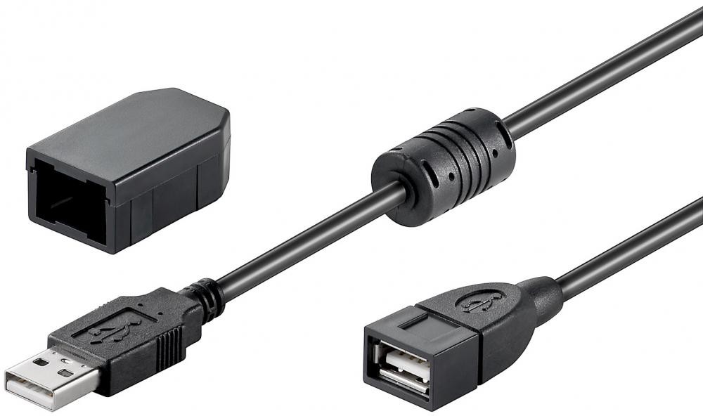 Wentronic Cavo Prolunga USB 2.0 con Ferrite A Maschio / A Femmina 2m Nero - ICOC U2-AA-20-EXF