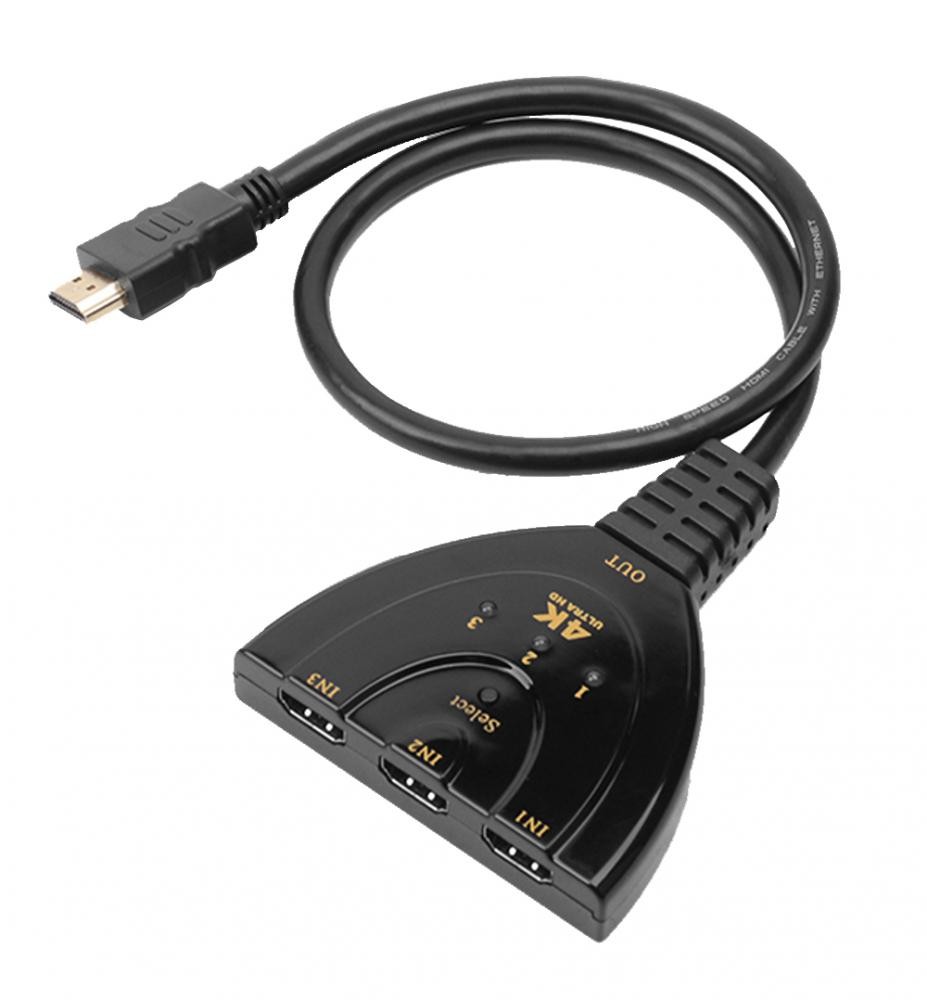 Techly Switch HDMI&trade  3x1 Pigtail 4K - IDATA HDMI-3F30