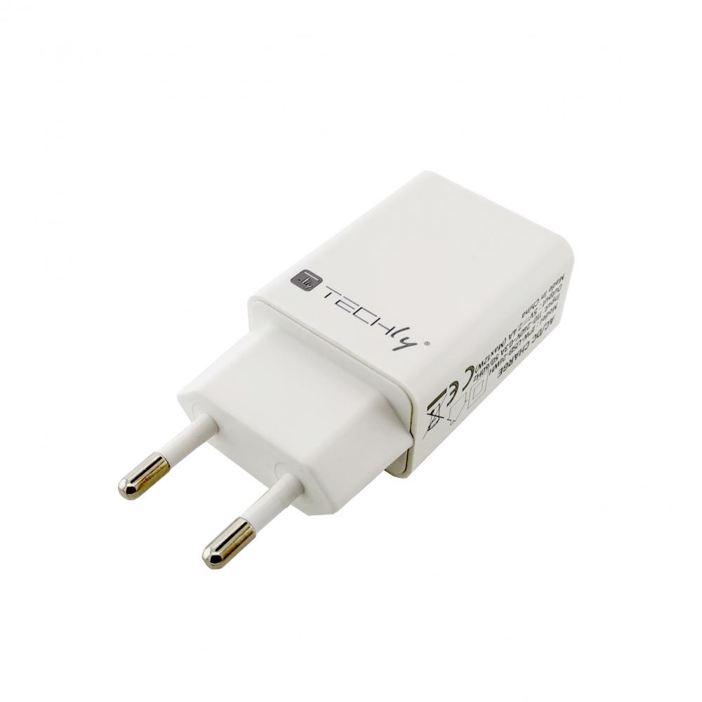 Techly Caricatore Alimentatore USB-A da Muro 5V 2.4A per Smartphone o Tablet cod. IPW-USB-24WH
