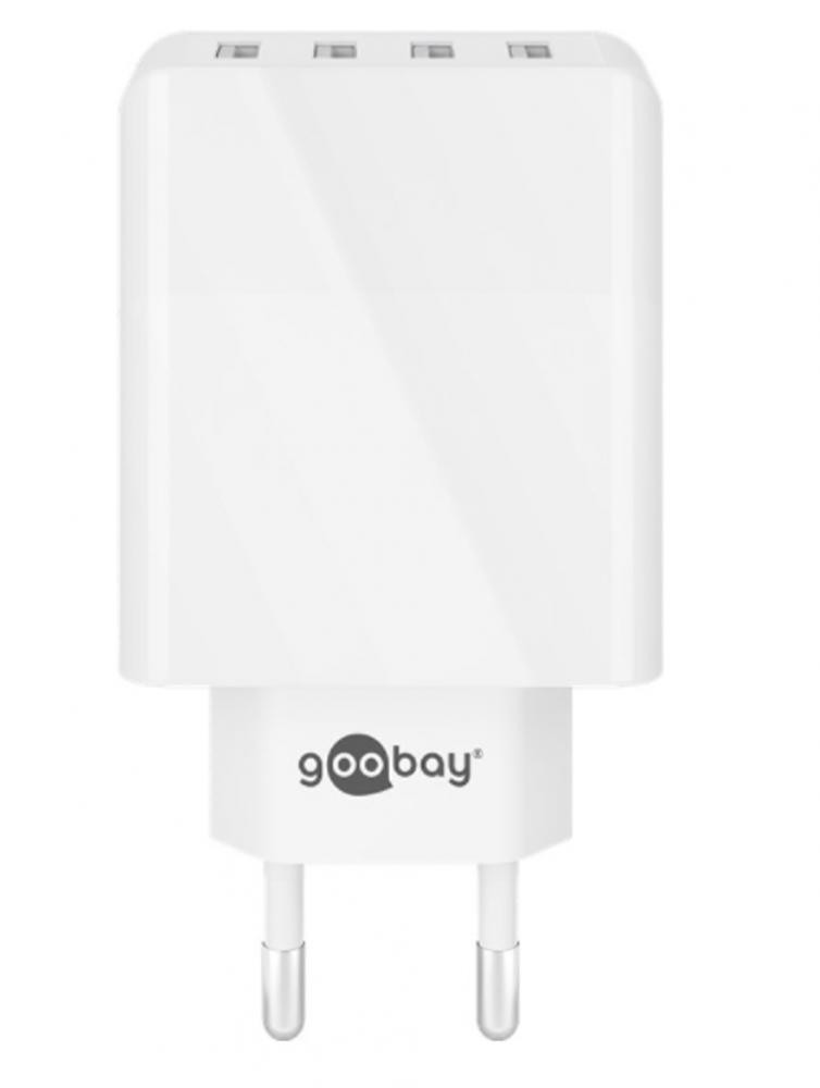 Goobay Caricatore da Muro USB a 4 vie 30W Bianco - IPW-USB-4PA30WW