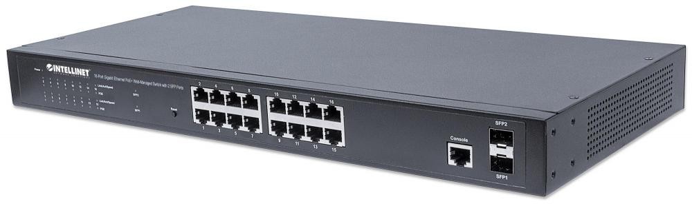 Intellinet Switch Gigabit Ethernet 16 Porte PoE+ Web-Managed con 2 porte SFP - I-SWHUB POE-198