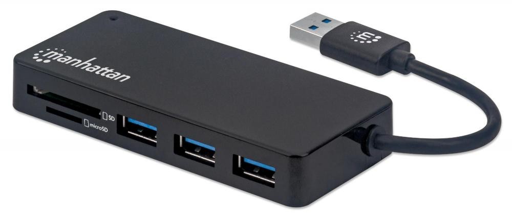 Manhattan Hub USB 3.2 Gen 1 a 3 porte con lettore scheda - IUSB3-HUB3SDM