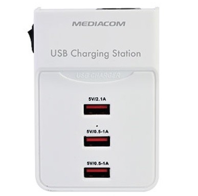 Mediacom M-USBPS3SW Caricabatterie per dispositivi mobili Universale Bianco AC, USB Interno cod. M-USBPS3SW