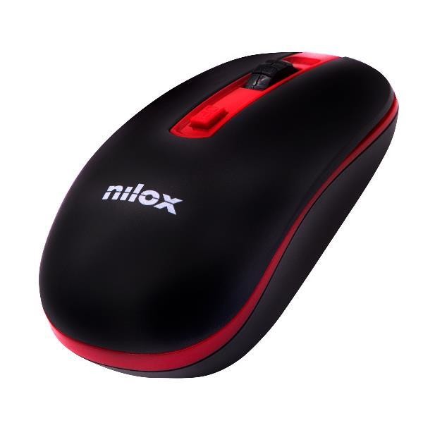 Nilox WIRELESS BLACK/RED 1000 DPI mouse Wi-Fi Ottico 1600 DPI cod. NXMOWI2002