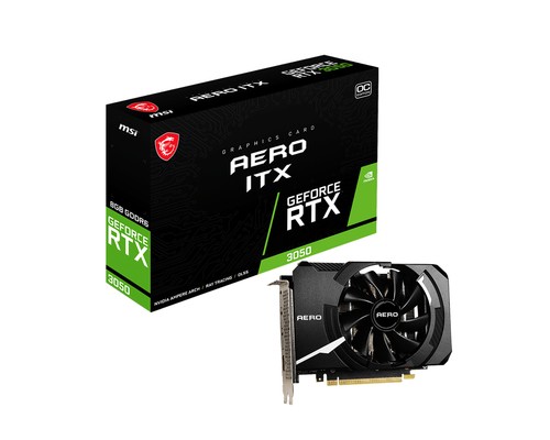 MSI MSI VGA GEFORCE RTX 3050, RTX 3050 AERO ITX 8G OC, 8GB GDDR6, HDMI/DPX3, ATX - RTX 3050 AERO ITX 8G OC