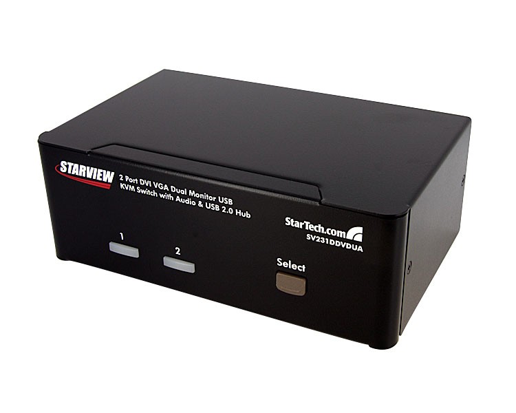 StarTech.com Switch KVM doppio monitor VGA DVI 2 porte USB con audio e hub USB 2.0 cod. SV231DDVDUA