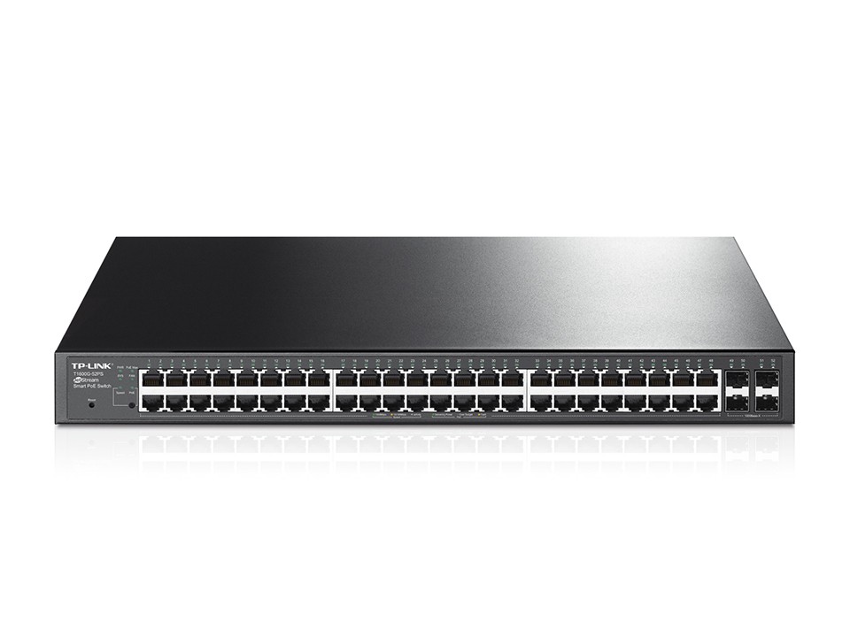TP-LINK T1600G-52PS Gestito L2+ Gigabit Ethernet (10/100/1000) Nero 1U Supporto Power over Ethernet (PoE) cod. T1600G-52PS(TL-SG2452P)