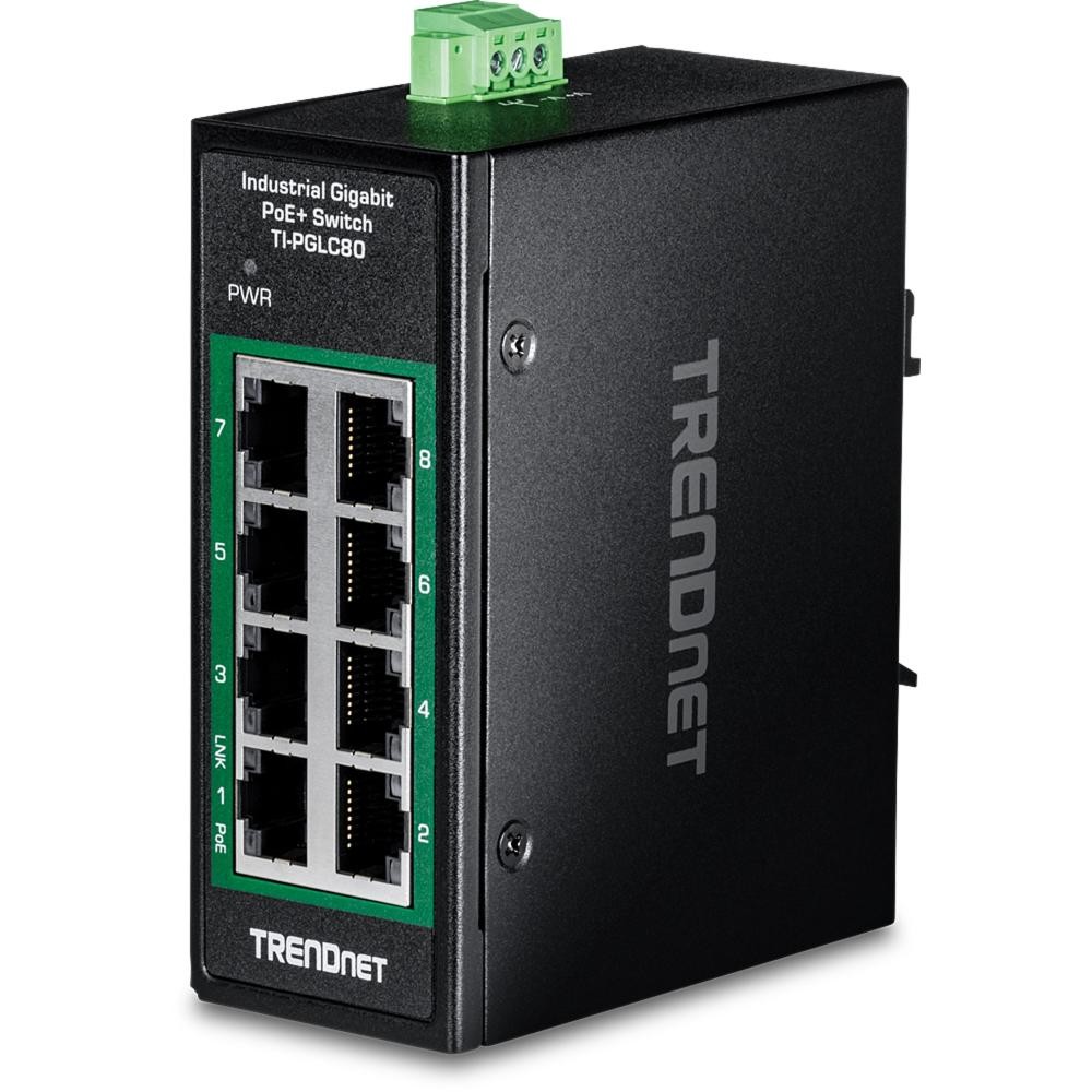 Trendnet TI-PGLC80 switch di rete Non gestito Gigabit Ethernet (10/100/1000) Supporto Power over Ethernet (PoE) Nero cod. TI-PGLC80