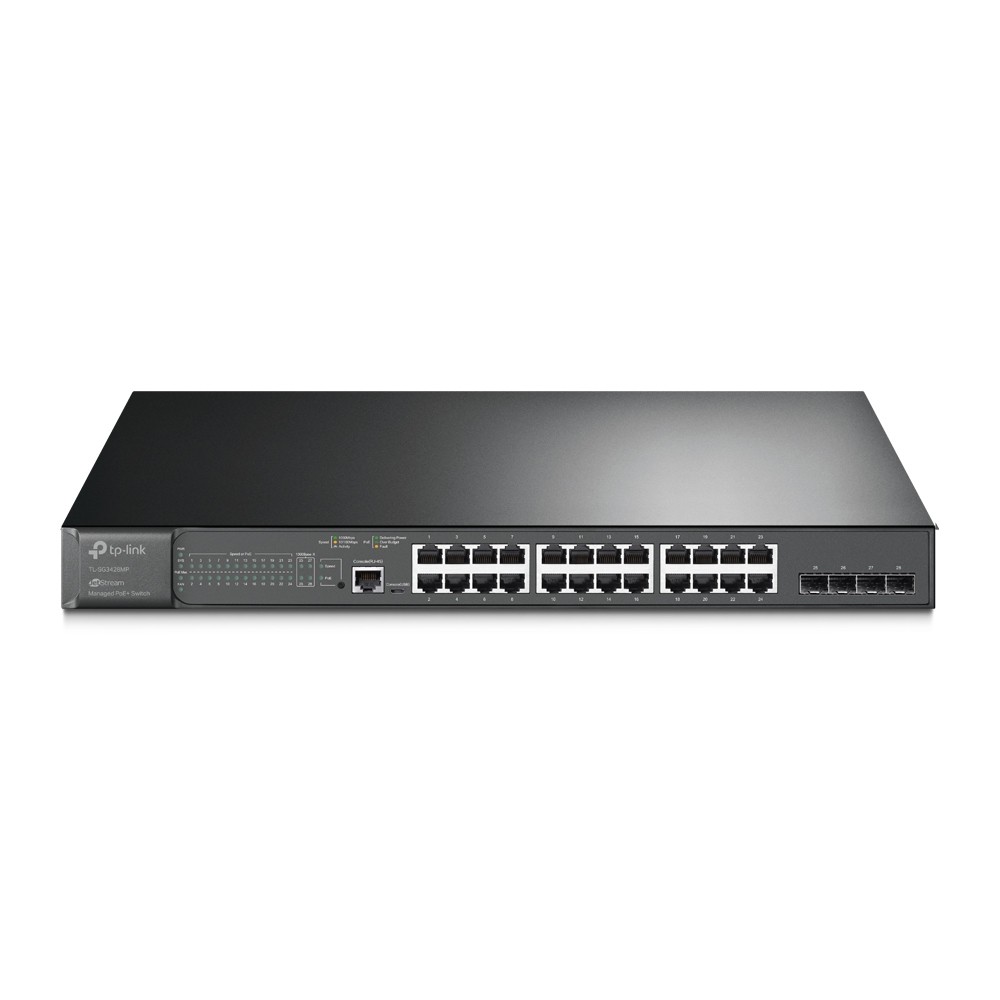 TP-LINK TL-SG3428MP switch di rete Gestito L2/L2+ Gigabit Ethernet (10/100/1000) Supporto Power over Ethernet (PoE) Nero cod. TL-SG3428MP