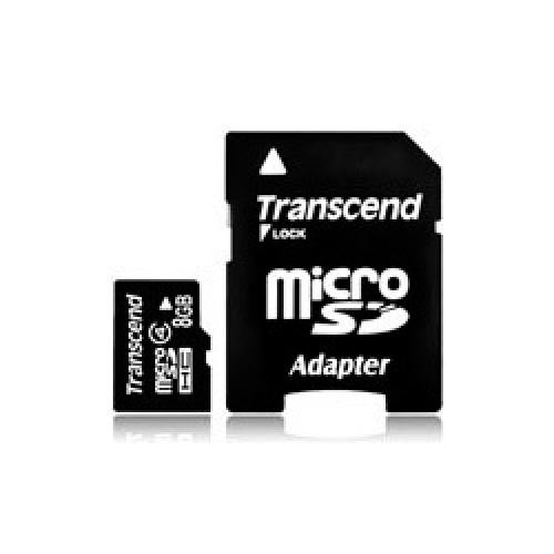 Transcend Micro SDHC 8GB + adapter memoria flash MicroSDHC cod. TS8GUSDHC4