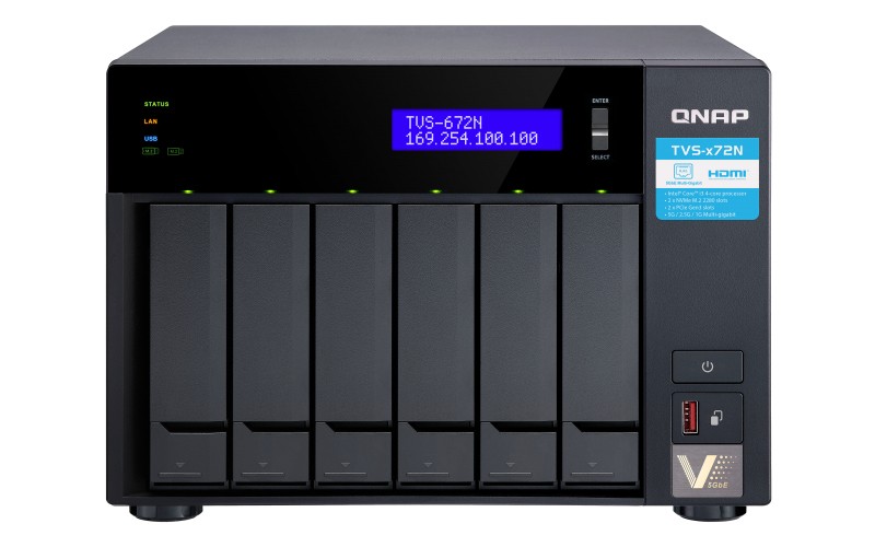 QNAP TVS-672N i3-8100T Collegamento ethernet LAN Tower Nero NAS cod. TVS-672N-I3-4G