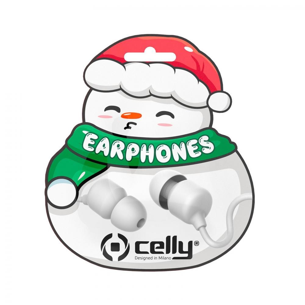 Celly WIRED EARPHONE XMAS SNOW SHAPE - XMASEARSNOWWH