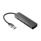 Trust Halyx Aluminium 4-Port USB 3.2 Hub USB 3.2 Gen 1 (3.1 Gen 1) Micro-B Grigio cod. 23327
