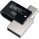 Emtec T260C unità flash USB 32 GB USB Type-A / USB Type-C 3.2 Gen 1 (3.1 Gen 1) Nero, Acciaio inossidabile cod. ECMMD32GT263C