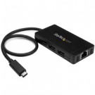 StarTech.com Hub USB 3.0 (5Gbps) a 3 porte con USB-C e Ethernet Gigabit - Include Adattatore di Alimentazione cod. HB30C3A1GE