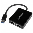 StarTech.com Adattatore USB 3.0 a doppia porta Ethernet Gigabit (RJ45) NIC con porta USB integrata cod. USB32000SPT